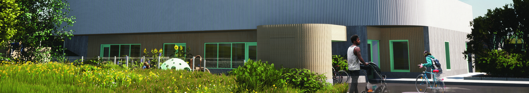 Mahon Park Childcare Centre and Fieldhouse rendering banner.