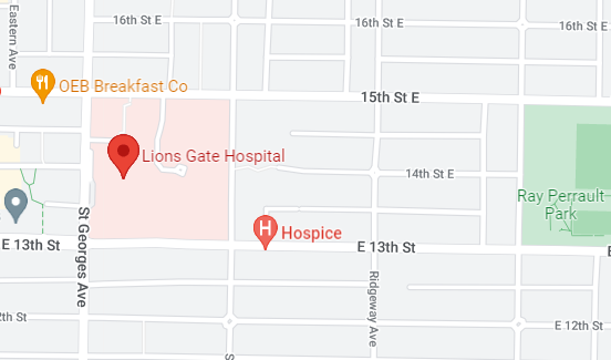 map of Lions Gate Hospital area