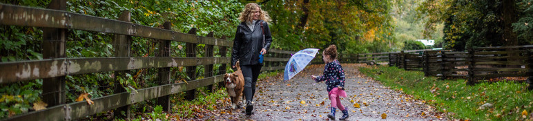 Mother, daughter and dog at Lynnmouth Park